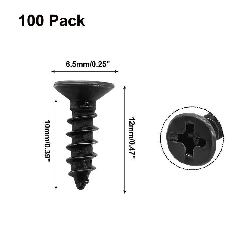 Biaungdo #6 X 1/2'' Black Oxide Coated Carbon Steel Flat