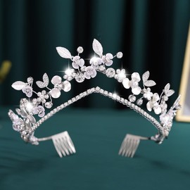 GORAIS Rhinestones Bridal Headpieces Silver Wedding Tiaras Headband Hair Accessories for Brides and Flower Girls