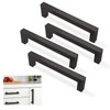 HTRTRR Set of 4 Furniture Handles, Black, 128 mm Furniture Handles Set, Stainless Steel Cabinet Handles, Modern, for Drawer, Door, Furniture and Kitchen Decoration