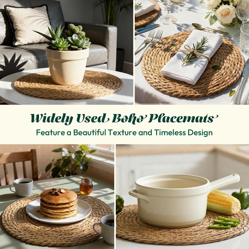 13 in Round Woven Placemats Plate Chargers Set of 12,