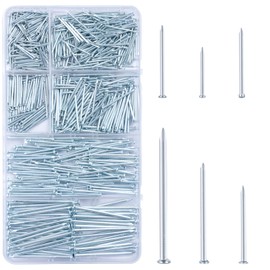 KURUI 700pcs Hardware Nails for Hanging Pictures, Up to 2"-Long Finish Nails Assortment Kit for Wall Art Decor, 640 Frame Nails and 60 Small Finishing Nails for Drywall Wood - Silver Picture Hangers