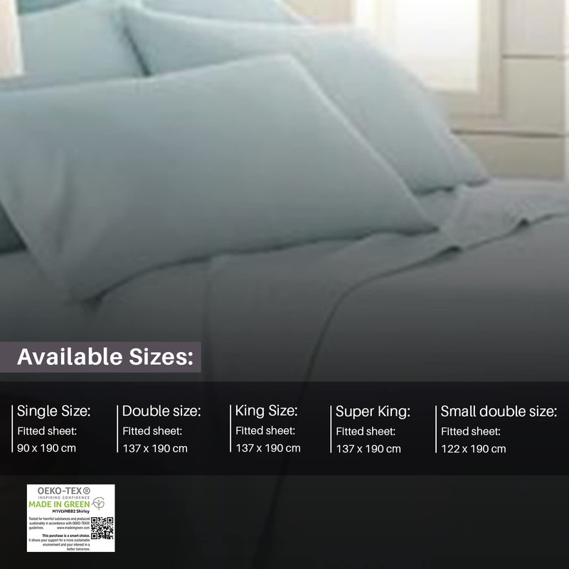 Deep Fitted Bed Sheets Easy-Care Non-Iron Percale 10'' / 25CM