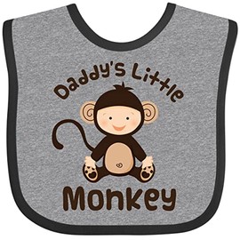 inktastic Daddys Little Monkey Baby Bib Heather and Black 13aea