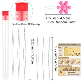 6 Pieces Big Eye Beading Needles, 2 Sizes Long Straight Beading Embroidery Needles with Needle Bottle, Threader for Jewelry Making (1.77inch+2.28inch)