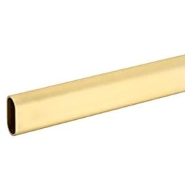 Top Shelf Hardware Oval Closet Rod with End Supports that have Dual Rear Facing 5mm Pins (Matte Brass, 48" Wide Space)
