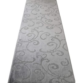 ORFA HOME Custom Cut Hallway Runner Rug, Slip Resistant, 31 Inch Wide X Your Choice of Length, Scroll Grey, 31 Inch X 16 feet