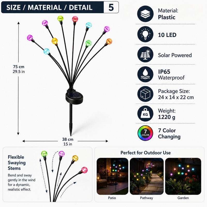 Solar Firefly Garden Lights for Outdoor Decor – 10 LED
