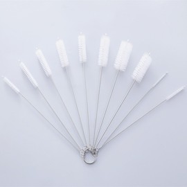 FOREVERIE Straw Cleaning Brush White, Multipurpose & Bendable for Cleaning Sippy Cups or Bottles, Tube and Pipes, Nozzles, Small Corner Area, Bristles Size from Mini to Large, Set of 10