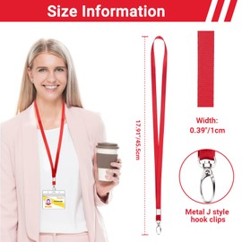 Segus Keychain Band, 10 Pieces Lanyard with Carabiner, Neck Strap Keys, Lanyard for Office, School, Hospital, Factory (Red)