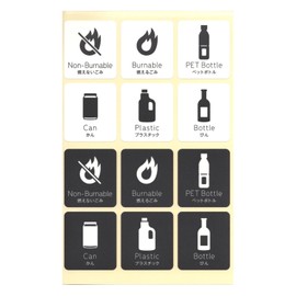 Garbage Sorter Stickers, Set of 12, Burnable Garbage, Non-Burning Garbage, Bottles, Plastic