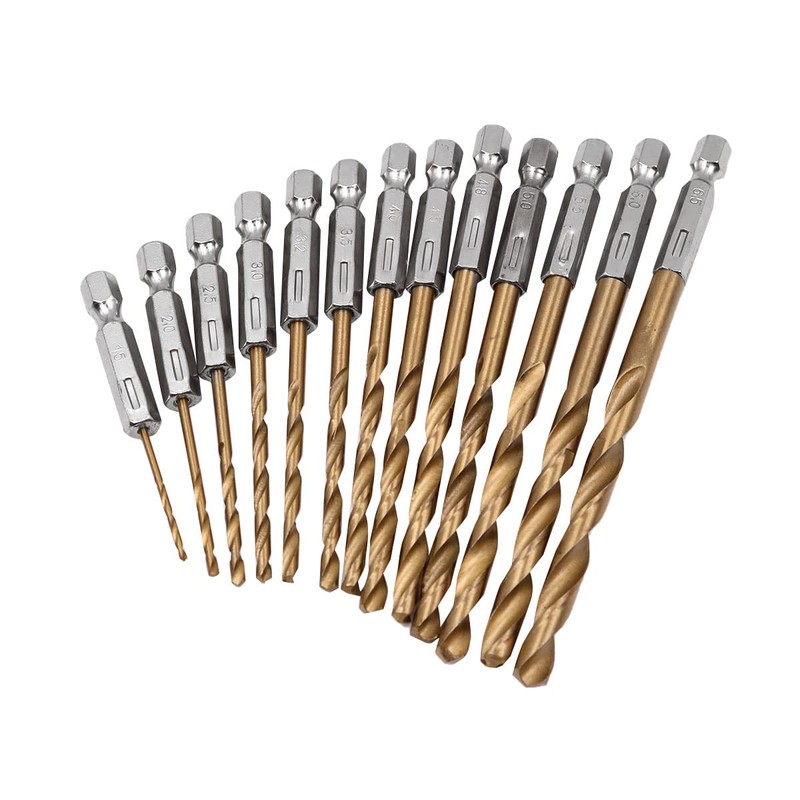 ZONADA 1/4” Hex Shank HSS Drill Bits, 13pcs in Set