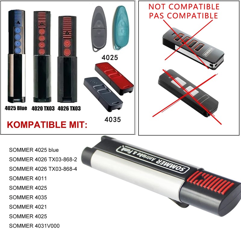 Sommer Garage Door Remote Control 4 Buttons 4020 TX03 868-4