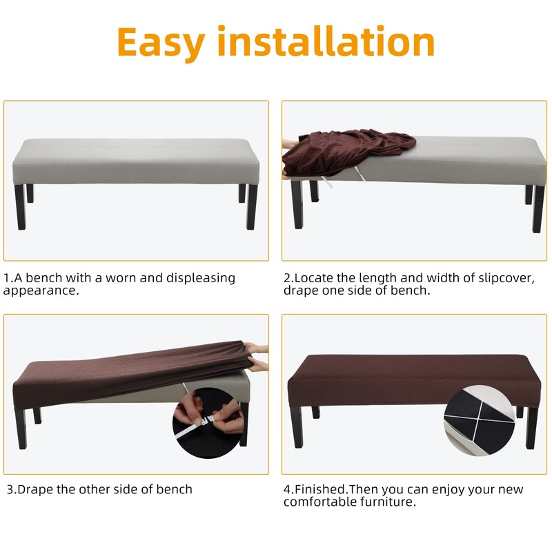 Fuloon Waterproof Dining Bench Cover, Removable Bench Slipcover Washable Bench