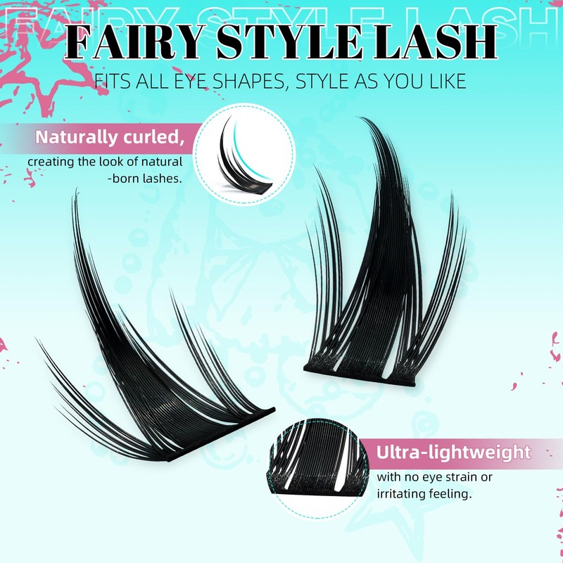 Eyelash Extensions, 160 Pieces, Fairy Cluster Lashes with Manga Lash