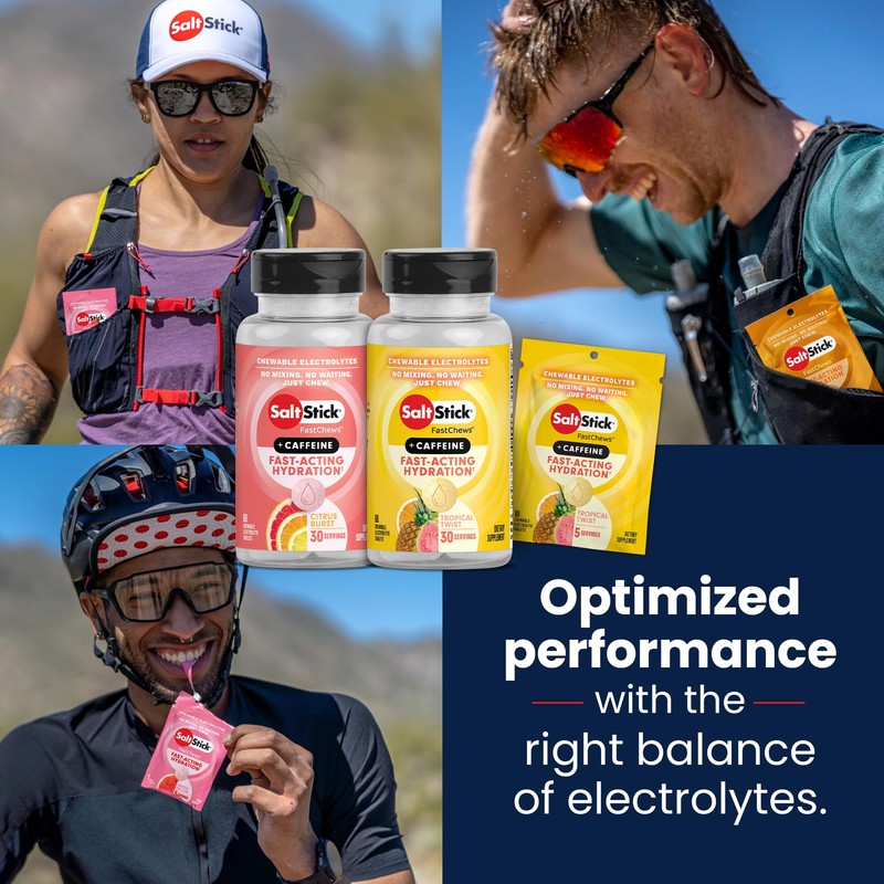 SaltStick Electrolyte FastChews with Caffeine - 60 Citrus Burst Chewable