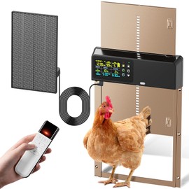 Automatic Chicken Coop Door Solar Powered with Remote Control, Timer and Light Sensor, 4 Modes, Adjustable Anti-Pinch Strength, Color LCD Display, Aluminum Alloy Auto Chicken Coop Door Solar
