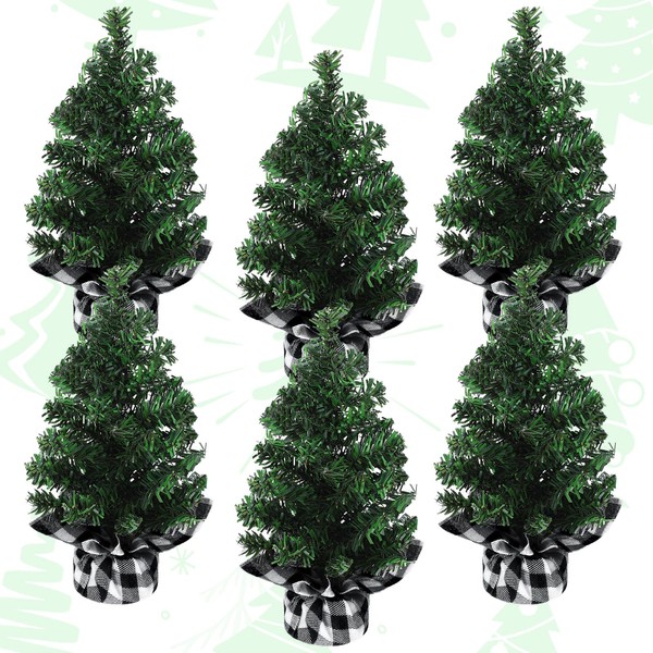 Ceenna 6 Pack 8" Tabletop Mini Christmas Tree with 24