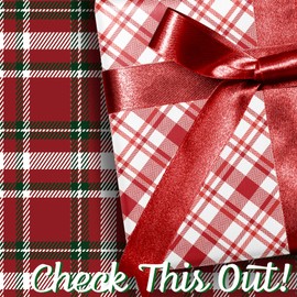 LaRibbons Reversible Christmas Wrapping Paper Roll, Classic Red & White Plaid Gift Wrap for Christmas, Holiday, Winter Party, 17 Inch x 33 Feet