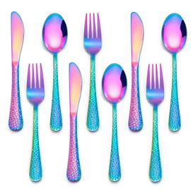 HaWare 9-Piece Toddler Kids Silverware Set, Stainless Steel Hammered Flatware, Preschooler Eating Utensils Includes 3 Spoons 3 Forks 3 Knives, Metal Children Cutlery for Home School, Mirror Finished