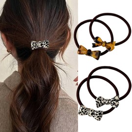 BetterJonny 4 Piece Set, Black Hair Elastics, Decoration, Ribbon, Hair Accessory, Non-Trace Hair Elastic, Stylish, Adult, Cute, Bowknot, Hair Ornament, Hair Clip, High Elasticity, Stretchable, Elegant