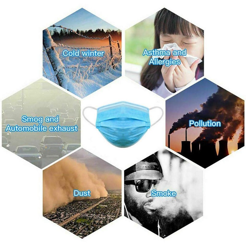 Black-50pack Disposable Face Masks, Ear Loop. Protective, breathable, dust-proof, 3protective