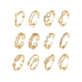 KONPJE Gold Toe Rings - Toe Rings for Women Gold Toe Rings for Women Gold Jewelry for Women Gifts for Women Gifts Heart Toe Rings Non Tarnish Gols Rings