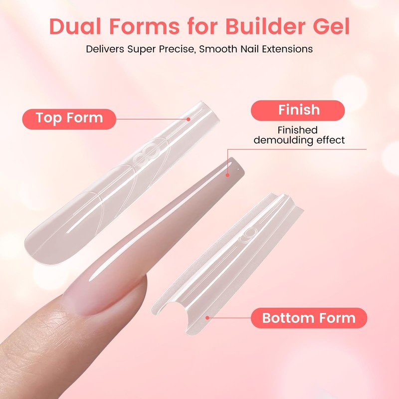 Sandwich Dual Nail Forms: 240PCS Nail Forms for Builder Gel,