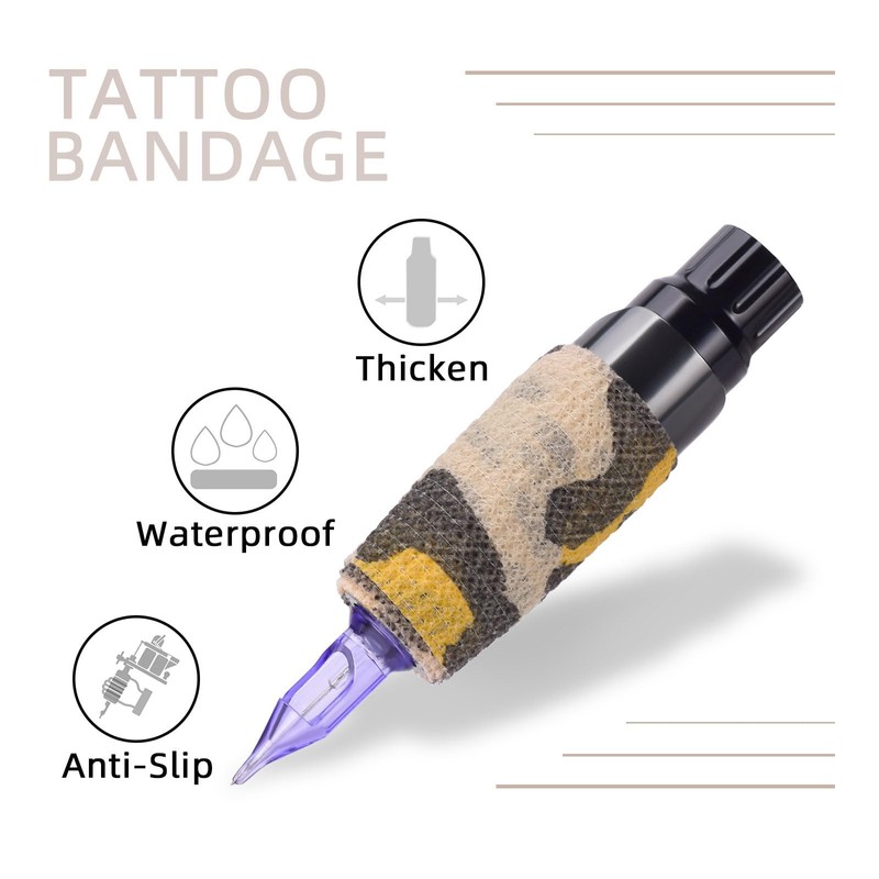 JimKing Tattoo Grip Cover, Self-Adhesiive Tape, Elastic Bandage Wrap Roll,