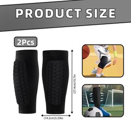 KAIYAYA Children's Football Shin Pads, Shin Pads with Honeycomb Pads, Shin Guards Football Children for Boys and Girls, Shockproof Shin Pads for Many Sports (Black, M)