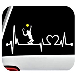 Tennis Guy Heartbeat Lifeline Decal Sticker for Car Window 8.0 Inch BG 456