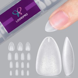 LOORIPRO Nail Tips, Clear, Ultra Thin Type, Set of 300, 15 Sizes, Short, Almond Shape, Clear Tip, Nail File, Translucent, Natural Fit, Mother's Day, Wedding, Practice, Salon (Point S)