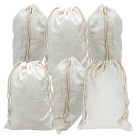 Freletry 6 PCS 10"x14"/25x35cm Drawstring 100% Cotton Muslin Bags Reusable Storage Bag for Shopping Home Kitchen Food Grocery Vegetable Storage etc. (6 PCS 10"x14"/25x35cm)