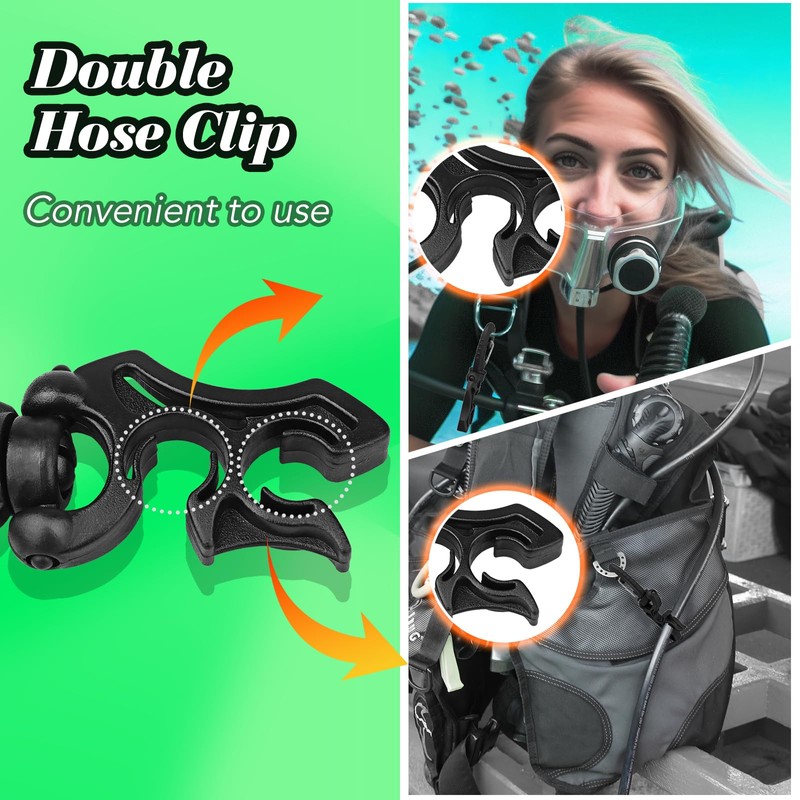 Dawitrly 3 Pieces Diving Hose Holder Clip Diving Double BCD