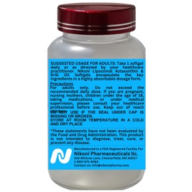 Nikoni Liposomal Astaxanthin 24mg with Kril Oil 500mg Supplement, 60 softgels