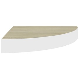 Wall Corner Shelf Oak and White 13.7"x13.7"x1.4" MDF, Wall Shelves & Ledges, 326639