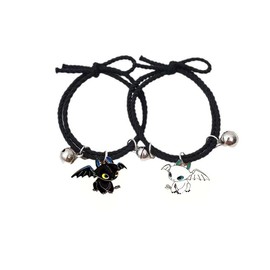 LLYIRANX 2 PCS Matching Yin Yang Bracelet Elastic Rope Band Dargon Charm Friendship bracelets Sets for Couple