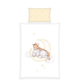 Herding Baby Best Flannel Bed Linen Sleeping on the Moon, Made in Green by Oeko Tex, Pillowcase 40 x 60 cm with Envelope Closure, Duvet Cover 100 x 135 cm with Zip, Cotton, Flannel