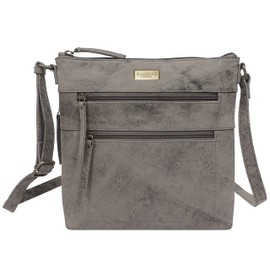 ASSOTS Crossbody Bags for Women – Real Leather Sling with Multiple Pockets and Adjustable Strap – Perfect for Daily Use and Gifting (10" X 10" X 1.5", Grey Distressed)