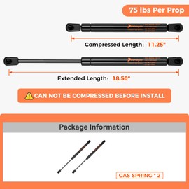 GS525075 SE185P75 18.5 inch 75 lbs Gas Strut Shocks Lift for A.R.E Leer Camper Shell Pickup Truck Cap Topper Canopy Glass Door Hatch Back Window Bed Cover, 18.5" Gas Spring by PAMAGOO 2 Pack