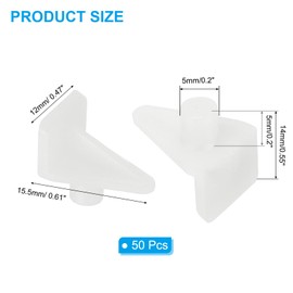 PATIKIL Shelf Support Pegs 0.2", 50pcs PP Plastic Shelf Holder Pins Bracket, Pegs for Shelves for Cabinet, Cupboard, Bookcase, Closet and Glass Case,White
