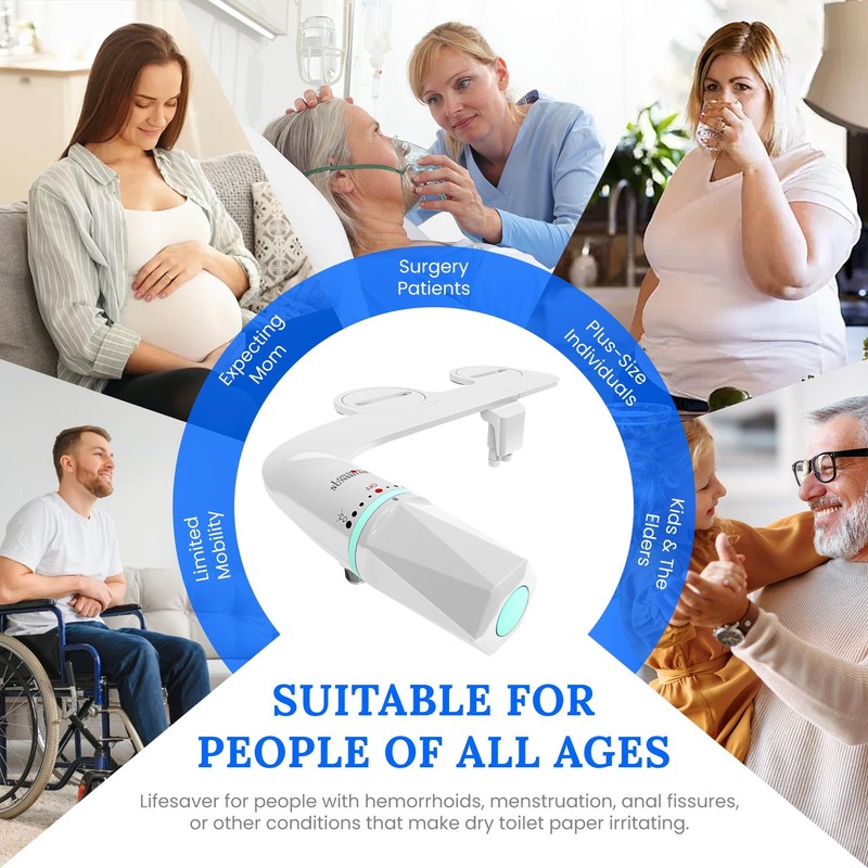 Ultra-Slim Dual-Nozzle Bidet Attachment - Adjustable Cold Water Pressure, Stainless