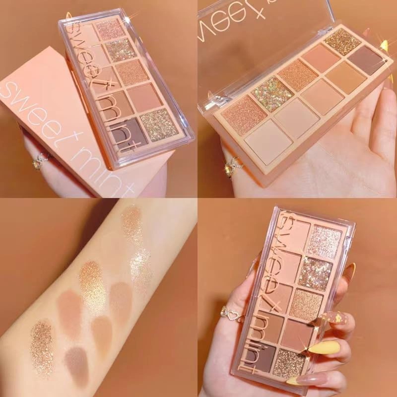 10 Colors Eyeshadow Palette, Pearl, Matte, Fine Flash, Distinctive Powder