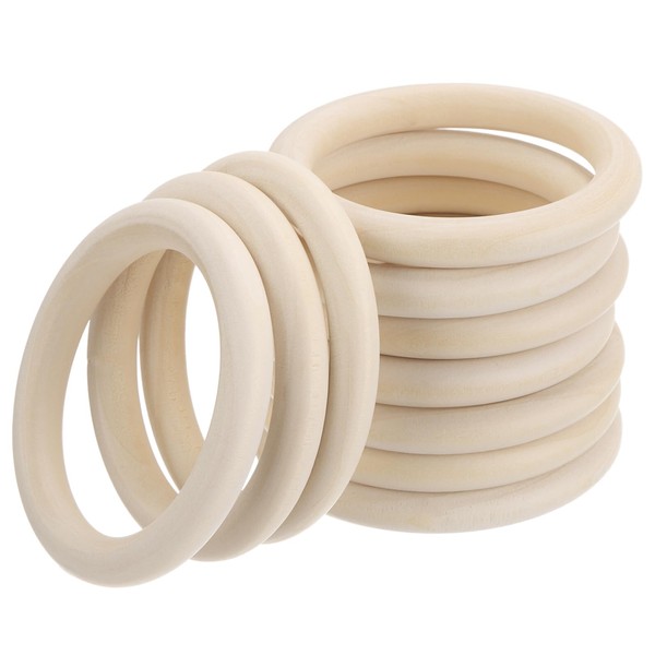 MECCANIXITY 5pcs 3.1" Unfinished Wooden Rings Smooth Natural Wood Macrame