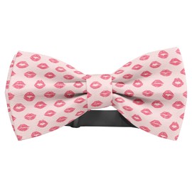 KAWAMOUSE Adjustable Pre-tied bow tie for toddler Boys (Female Lips Lipstick Kiss Pattern) Elegant Cute Bowties for Dogs Cats Pets