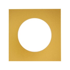 11x11 Mat Bevel Cut for 7x7 Photos - Precut Metallic Gold Circle Shaped Photo Mat Board Opening - Acid Free Matte to Protect Your Pictures - Bevel Cut for Family Photos, Pack of 1 Matboard