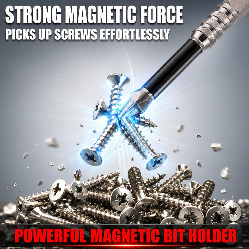High Magnetic Drill Bit Set: K5 Impact Resistant Anti-Slip Bits,
