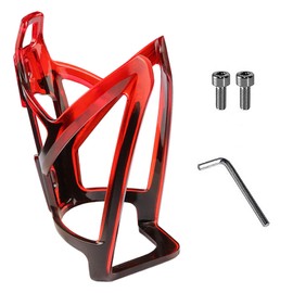 Bike Bottle Cage Bike Drink Holder Lightweight Highly Elastic Water Bottle Cage Easy to Install Suitable for Road Bike/Cross Bike/Mountain Bike (Black Red, 1 piece)