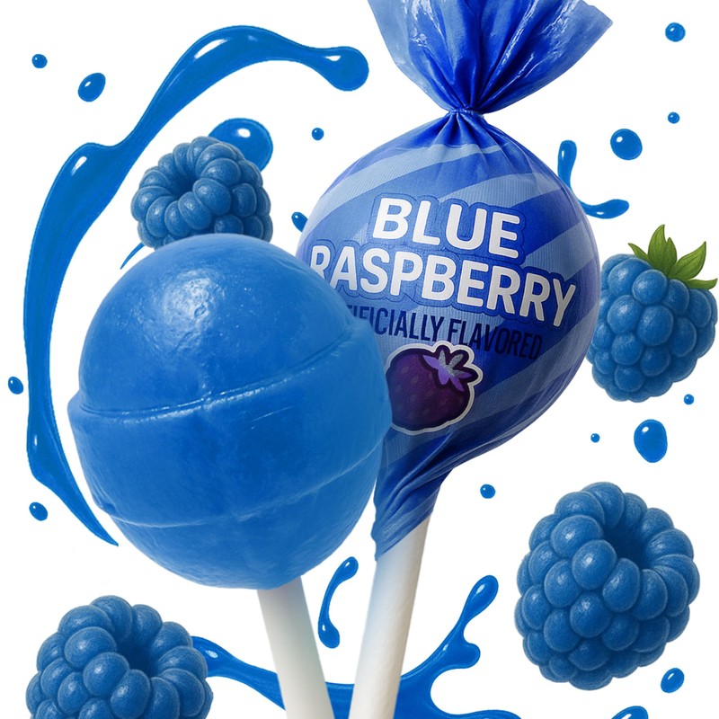 Blue Raspberry Lollipops – 65 Count Bulk Candy Pack, Individually