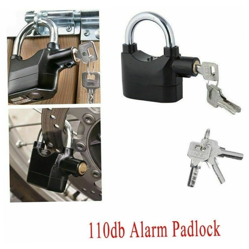OSALADI Alarm Padlock Anti-Theft Lock for Door/Motorcycle with Unique Lock
