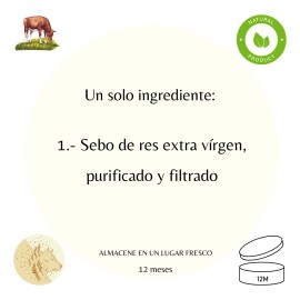 Crema De Sebo De Res, Sebo De Res Batido, Sebo De Res Puro 100 Ml